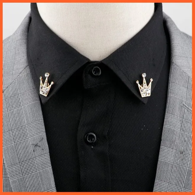 Vintage Tree Leaf Collar Brooch Pins | Hollowed Out Crown Shirts Suit Jewellery