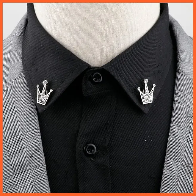 Vintage Tree Leaf Collar Brooch Pins | Hollowed Out Crown Shirts Suit Jewellery