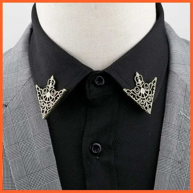 Vintage Tree Leaf Collar Brooch Pins | Hollowed Out Crown Shirts Suit Jewellery