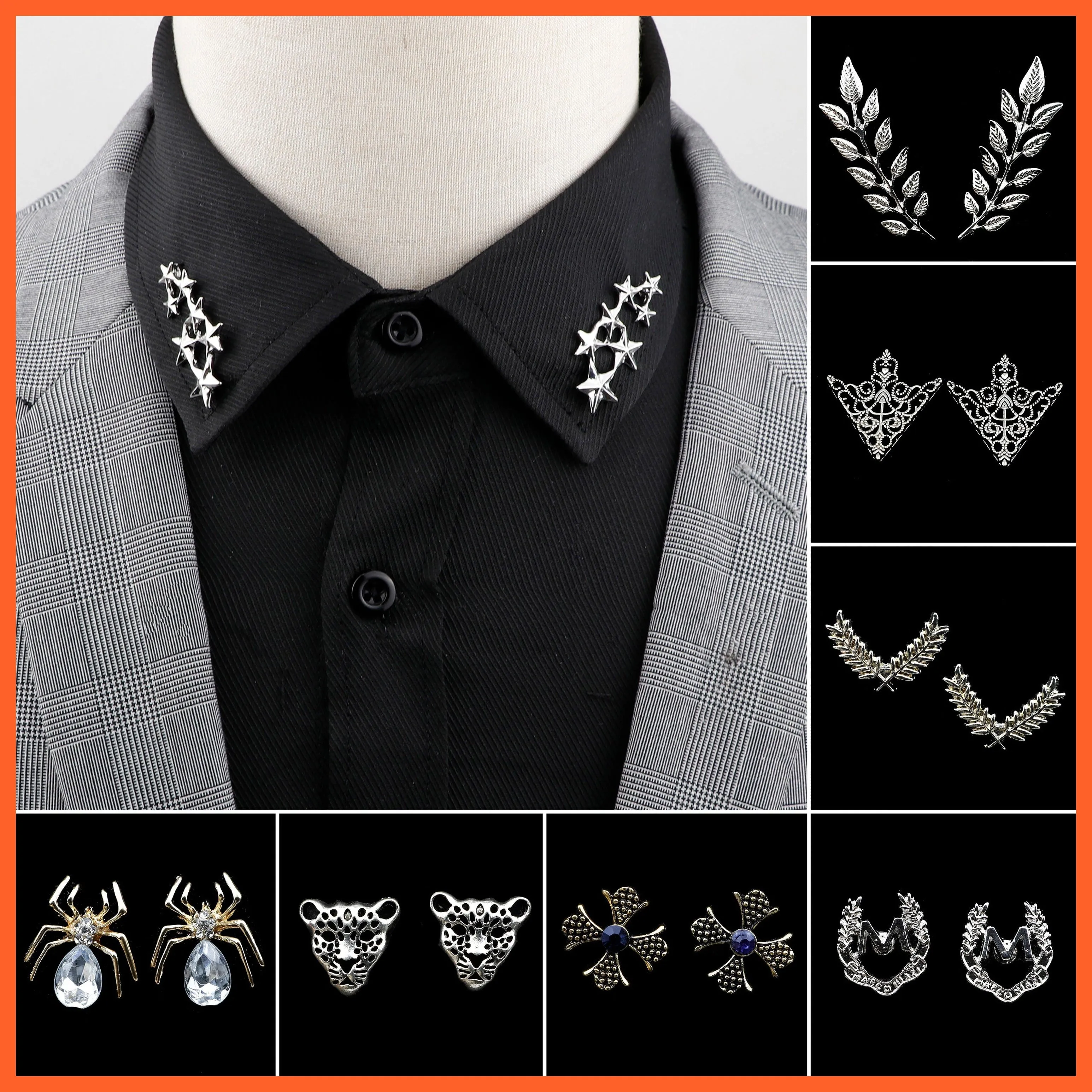 Vintage Tree Leaf Collar Brooch Pins | Hollowed Out Crown Shirts Suit Jewellery