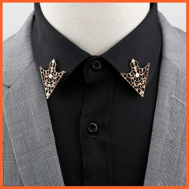 Vintage Tree Leaf Collar Brooch Pins | Hollowed Out Crown Shirts Suit Jewellery