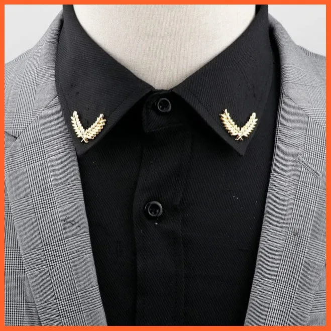 Vintage Tree Leaf Collar Brooch Pins | Hollowed Out Crown Shirts Suit Jewellery