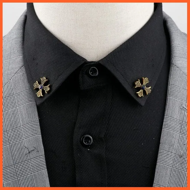 Vintage Tree Leaf Collar Brooch Pins | Hollowed Out Crown Shirts Suit Jewellery