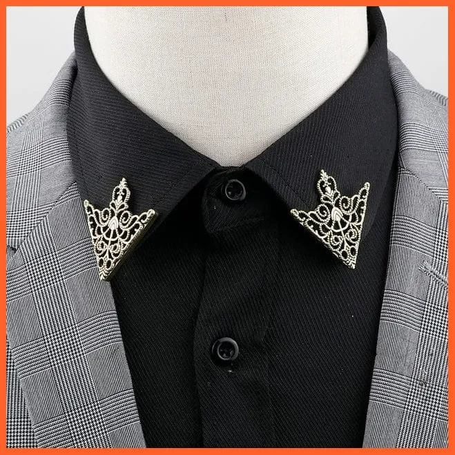 Vintage Tree Leaf Collar Brooch Pins | Hollowed Out Crown Shirts Suit Jewellery
