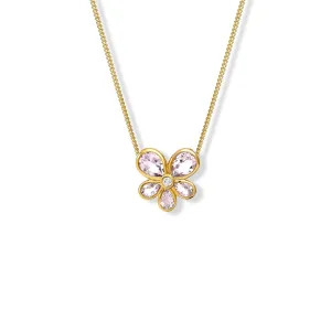 Viola Small Necklace Pendant Yellow Gold - Amethyst & Diamond