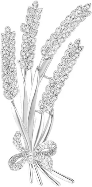 White Wheat Brooch Pin for Women - Ear and Lapel Pin Jewelry for Mom or Wife
